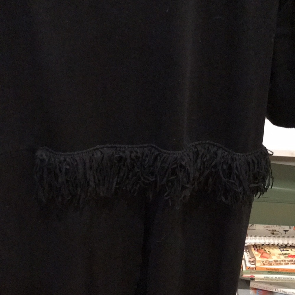 Zara Trafaluc Asymmetrical Fringe Black Sweatshirt Dress (Size L) - Picture 7 of 13